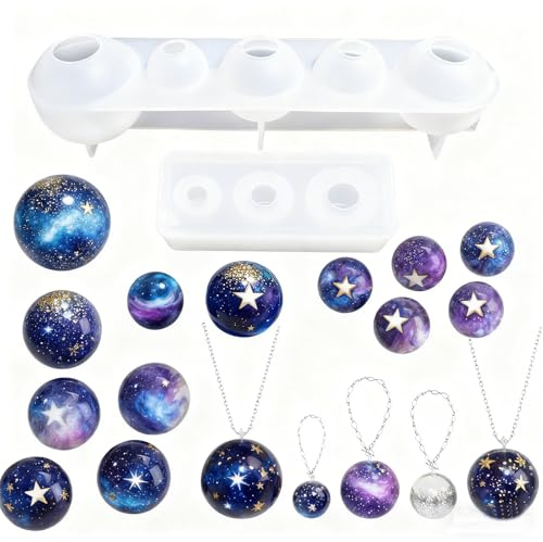 YRIHJIXQ 2Stück Runde Glasperlen Kugel Silikonform Epoxidharz | Schmuck und Accessoires Formen