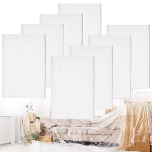 8 Teli per Imbiancare 4x5 m, Telo Protettivo per Pittura Telo Impermeabile, Teli Plastica per Coprire, Telo Copritutto er Pittura, Teloni da Pittura, Teli Copertura Mobili Interni per Verniciatura