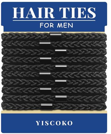 YISCOKO Fasci per capelli maschi, nere intrecciate, per chignon, ricci e spessi, elastici (confezione da 10)