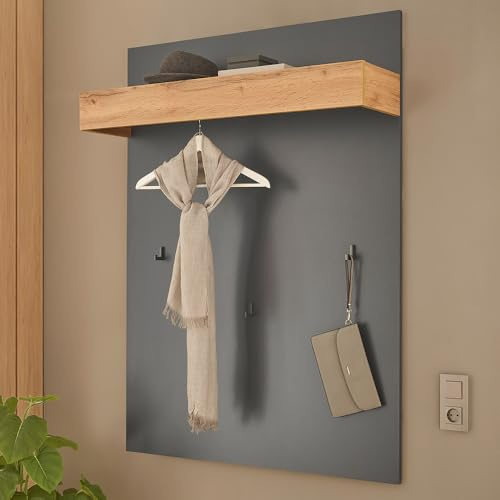 Lomadox Flurpaneel Garderobenpaneel in anthrazit mit Eiche