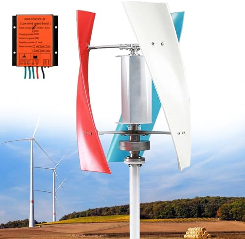 Naturalpowev Wind Turbine Generator Kit 10000W DC 12V 24V 48V Vertical Wind Power Turbine Generator with Controller 3 Phase AC Permanent Magnet Generator for Home RV Boat,48V