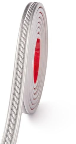 Silver Flexible Moulding Trim Wall Trim,5M Self Adhesive Peel and Stick Ceiling Molding,Cabinet Border, Mirror Picture Frame Trim,PVC Wall Background Decor 3D Crown Moulding Strip,2CM