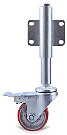 Trolley-Räder, schwenkbare Rollen, Werkstor-Rad mit Bremse, drehbar, Heim-Lenkrolle, Zaun-Hardware, flach, frei, federbelastet, Hochleistungs-Stoßdämpfer, einziehbar 60 mm, for Holz oder Met(Red and s