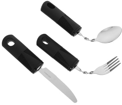 TOVINANNA 3pièces Cuillère Adaptative Anti-tremblement Fourchette Et Couteau Pliables Pour Personnes Âgées Ustensiles De Cuisine Faciles à Nettoyer