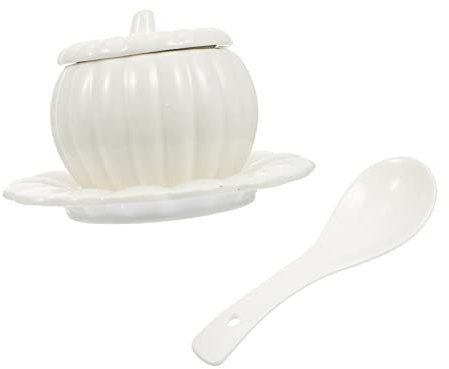 Cabilock 2 Set Ciotola di zucca in ceramica cucina macinino Gadget caffè espresso tazza zuppiera ciotole per zuppa contenitori ciotola creativa a forma di zucca ciotola del cibo bianca