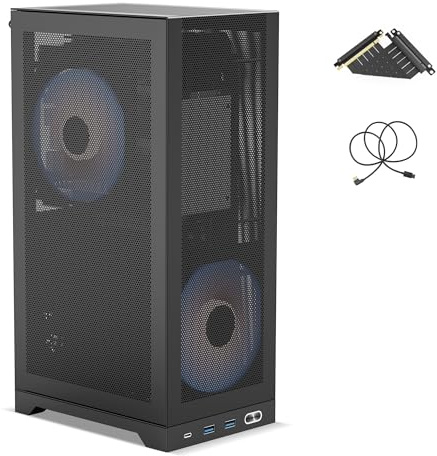 ShinySnake L300 Ultra-Compact ITX Case - 8.5L Portable Gaming Chassis, High Airflow Mesh Side Panels, 325mm GPU & SFX PSU Support, Includes Special-Designed PCIe Riser 4.0 & DP 1.4 Cable, Black