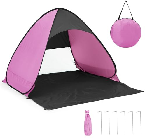 Warmiehomy Instant Pop Up Beach Tent - 150x165x110cm for 2-3 Person, Lightweight UPF 50+ UV Protection Sun Shelter, Portable Easy Set up Family Camping Tent for Outdoor, Travel, Picnic, Pink