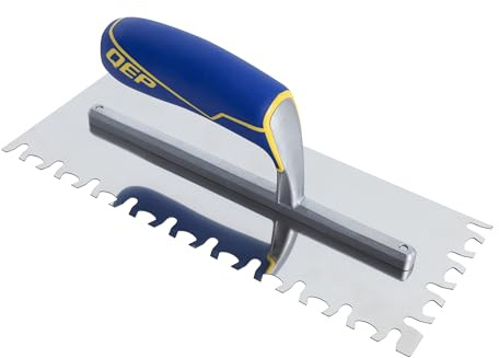 QEP Euro Notch Stainless Steel Trowel with Comfort Grip Handle
