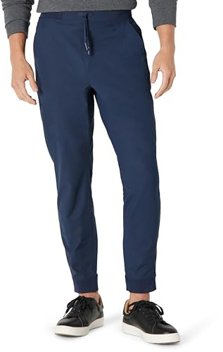 Amazon Essentials Pantaloni da Jogging Elasticizzati da Viaggio Vestibilità Aderente Uomo, Blu Marino, XL
