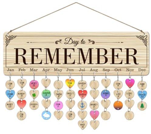 arricraft 1 ensemble de Plaques de Rappel D'Anniversaire en Bois calendrier anniversaire Mural de Célébrations « Days To Remember » avec 100 étiquette pour Décoration de Fête D'Anniversaire