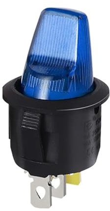 1 STÜCK Wippschalter, 12 V 220 V LED-Beleuchtung mit Knopf, geeignet for Automotoren(Blue,220V)