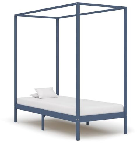 MOBCANT Himmelbett-Gestell, Metallbett Bettgestell Futonbett Bettstütze Geeignet für Schlafzimmer Schulen Hotel Wohnungen Grau Massivholz Kiefer 90 x 200 cm
