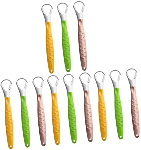 WRITWAA 4 Set Raschietto Per Lingua Spazzola Per Lingua Per Adulti Detergenti Per Lingua Strumento Per Il Rivestimento Della Lingua Per Pulire La Lingua Acciaio Inossidabile 3 Pezzi*4