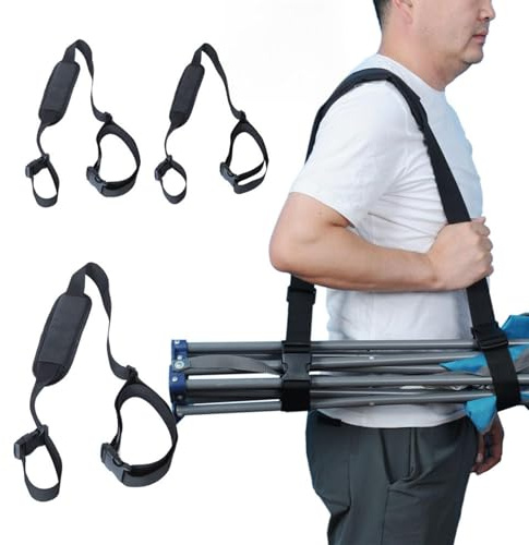 HUDLL 3 Pack Adjustable Chair Carry Strap with Upgraded Padded Shoulder Support, Hands-Free Sling for Folding Camping Chairs, Hiking & Outdoor Trips