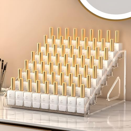 TXZRWH Transparent akryl nagellack läppstift arrangör - 7 nivåer nagellackhållare, nagellacksställ med kapacitet för 70 läppstiftsflaskor