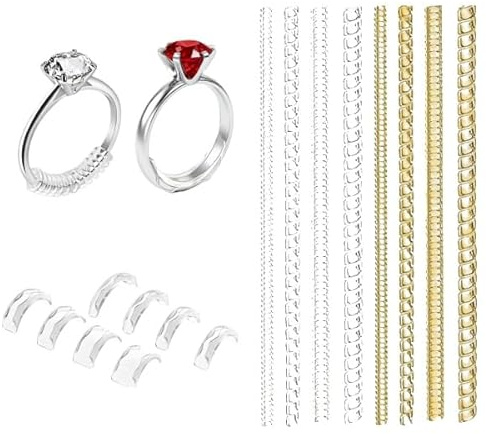 16 Pcs Ring Tightener for Loose Rings, Invisible Ring Size Adjuster, Ring Clips Make Ring Smaller Without Resizing, Ring Reducer for Loose Rings (Transparent & Gold)