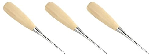 Multipurpose Leather Hole Punching Tool Steel Awl and Ergonomic Wooden Grip Sewing Hand Quilting Needle Leather Stitching