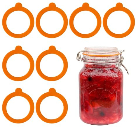 8PCS Replacement Silicone Seals for Kilner Jar Seals, Food Grade Replacement Gaskets, Soft Sturdy Elastic Airtight Lids, Keep Food Freshness