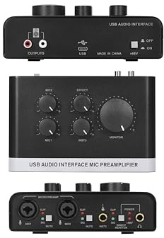 USB Phantom Power Audio Interface, 2X XLR/TRS Inputs, Phantom Power, USB-A/C Connectivity, Perfect for Recording, Live Streaming, Podcasting, Home Studio Use by Musicians & Content Creators (OS3)