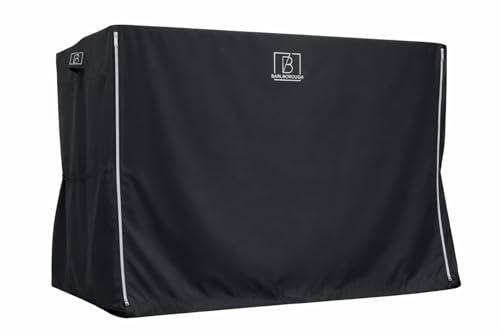 Barlborough Garden Swing Cover | Waterproof Wind Resistant Large Outdoor Garden Swing Seat Cover with Air Vents and Zips | (3 Seater- Black)