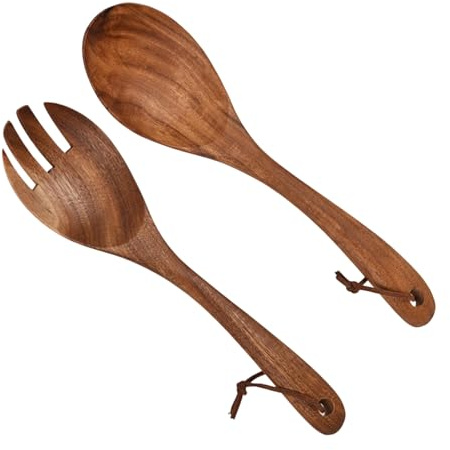 NVOQILIN Ensemble cuillère et fourchette en bois de style japonais - Ustensiles de cuisine - Collection de couverts pour servir des plats chauds