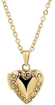 Accesorios para niñas Collar con medallón de corazón de Plata de Ley 925 para Mujer, Collar con Colgante con Forma de Foto, Imagen Que Contiene imágenes