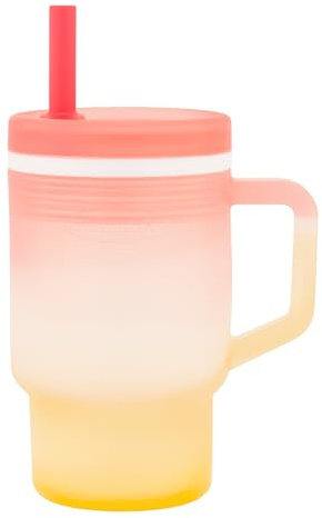 Infantino My 1st Tumbler, Tazza in Silicone da 255 ml con Cannuccia e Manico, Tazza per Bambini Resistente alle Perdite per i Momenti in Movimento, Biberon di Transizione Senza BPA, Sunset Kiss