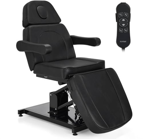 ELEGUE Kosmetikliege Elektrisch, Massageliege Klappbar, Tattoo Liege mit 3 Motoren, Massageliege Elektrisch für SPA Salon 2782 (Schwarz)