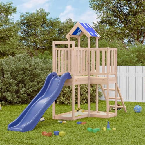 Genérico Parque Infantil de Exterior de Madera Maciza de Pino, Columpios y estructuras de Juegos Marrón,3278962
