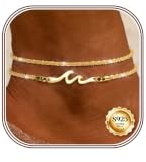 KRFY Bracelet Cheville Femme Argent 925 Imperméable Bracelets de Cheville pour Femme Argent Or Vague Chaine de Chevilles Réglable Plage Chevilles Bracelets pour Femmes-Rope-G