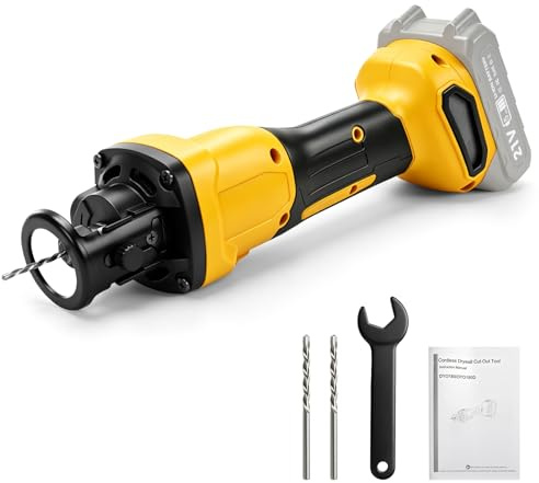 Taglierina a batteria per cartongesso per Dewalt 20V (senza batteria) | Taglierina Rotativa Brushless, 6 Velocità, Regolazione della Profondità, 2 Punte, per Legno, Cartongesso e Compensato