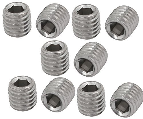 Sourcingmap 10 Pcs M10 x 10mm 304 Stainless Steel Hex Socket Drive Flat Point Grub Screw