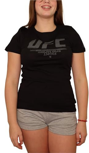 Reebok Damen T-Shirt mit UFC-Logo Hoodie, schwarz, Large