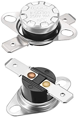 sourcing map 2 Stücke Temperaturschalter Thermostat 70°C 10A 6,3mm Pin de | Normalerweise offen