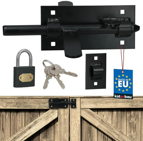 KOTARBAU® Bolzenriegel Riegel 150 mm mit Vorhängeschloss Beidseitig Schlossriegel Stahl Torriegel Schubriegel Türriegel Torschieber Türschlossriegel
