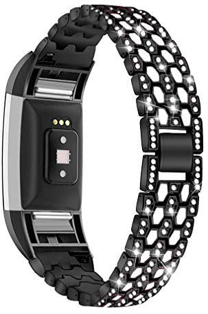 GIMart Bling Armband kompatibel für Fitbit Charge 2, Damen und Herren, Edelstahl, Strass, Ersatz-Armband für Charge 2, Metallarmband, Armband für Fitbit Charge 2 HR Fitness Tracker