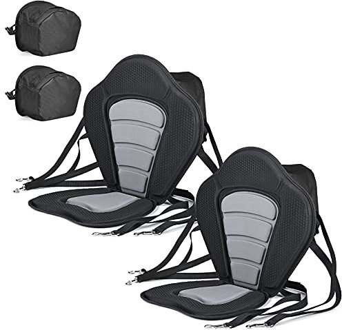 Solomone Cavalli Deluxe gepolsterter Kajaksitz mit Aufbewahrungstasche, verstellbare Kissen für Kanu, Angeln, Boot, Paddelbrett, Sit-On-Top-Kajaks, Universalgröße mit Rückenstütze 2 Stück