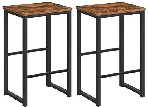 HOOBRO Taburete de Bar, Juego de Dos Taburetes de Bar, Taburetes de Cocina con Reposapiés de Diferente Altura, Estructura Metálica, Cantos Suaves, para Cocina, Comedor, Sala de Estar EBF34BY01