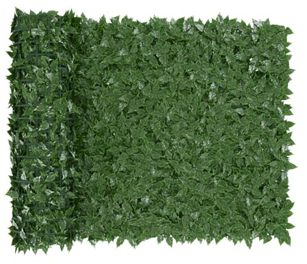 BRICOZONE Siepe Artificiale Ultra Coprente 1.5x3m Frangivento Ornamentale con Folte Foglie Sintetiche di Edera/Lauro per Balcone, Terrazzo, Giardino Rete Anticaduta per Recinzioni Verde Scuro