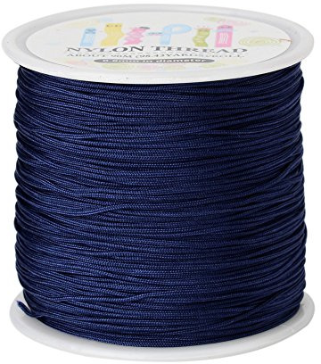 PandaHall Cordoncino di nylon intrecciato da 0,8 mm, in finta seta, per la creazione di braccialetti Shamballa Macrame (blu prussiano)