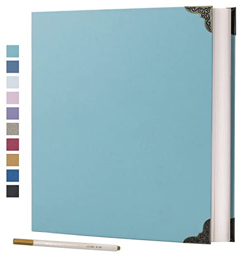 Vienrose Selbstklebendes Fotoalbum 3 Ringe, 40 Seiten, 30x30 cm, Hellgrün | Hardcover Einband, Scrapbooking Album, DIY Kit, Freunde Familie Hochzeit Erinnerungen