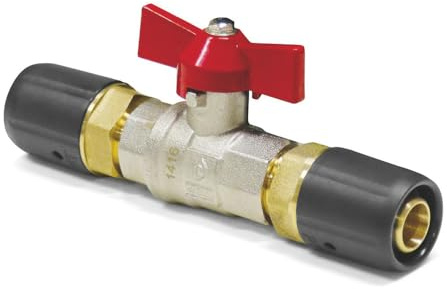 Sanpro Steckfitting - Kugelhahn + rotem Flügelgriff (Heizung), Größe 20x2 (kugelhahn Verbundrohr flügelgriff rot STECKFIT THPRESS)