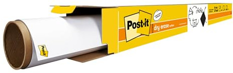 Post-it Dry Erase Whiteboard Film Surface for Walls, Doors, Tables, Chalkboards, Whiteboards, and More, Removable, Stain-Proof, Easy Installation, 6 ft x 4 ft Roll (DEF6X4)