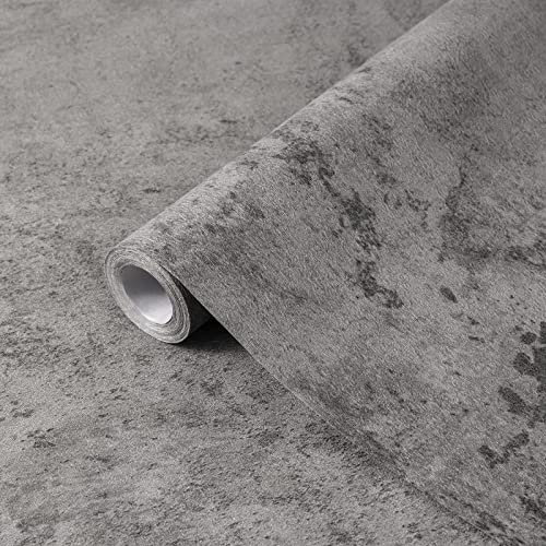 Fantasnight Papel pintado autoadhesivo gris de 60 x 600 cm, efecto concreto, parte trasera adhesiva, plástico de cemento industrial, vinilo para despegar y pegar, cubierta de encimera de cocina,