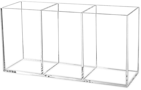 Cerpourt Clear Makeup Brush Organizer,Acrylic Cosmetic Brushes Storage Holder with 3 Slots,Pencil Pen Holder for Desk,Desk Organizer and Accessories for Vanity