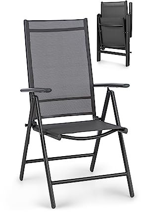Homeoutfit24 Gartenstuhl Hochlehner Klappbar, Campingstuhl Verstellbar & Wetterfest, Stabile Gartenstühle, Alu Klappstuhl für Balkon & Garten, Gartenstühle bis 150 kg, Aluminium Gartenstuhl
