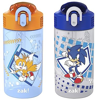 Zak Designs Sonic the Hedgehog 16oz Leak-Proof Straw Kids Water Bottle