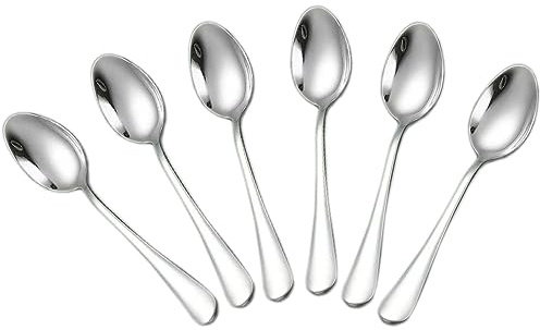 Wesdxc56 Demitasse Espresso Spoons, Mini Coffee Spoon, 5.5 Inches Stainless Steel Small Spoons for Dessert, Set of 6（Silver)