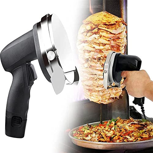 Turkish Kebab Slicer, Commerical Electric Kebab Knife Meat Cutting Machine with Adjustable Thickness, Stainless Meat Cutter Knife Machine for Restaurant Barbecue