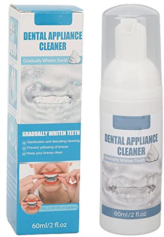 2 Pezzi 60ml Detergente Per Apparecchi Dentali Detergente Duraturo Per La Conservazione della Fragranza Schiuma Per La Rimozione degli Odori Siero Per La Rimozione delle Macchie dei Denti Finti Per al